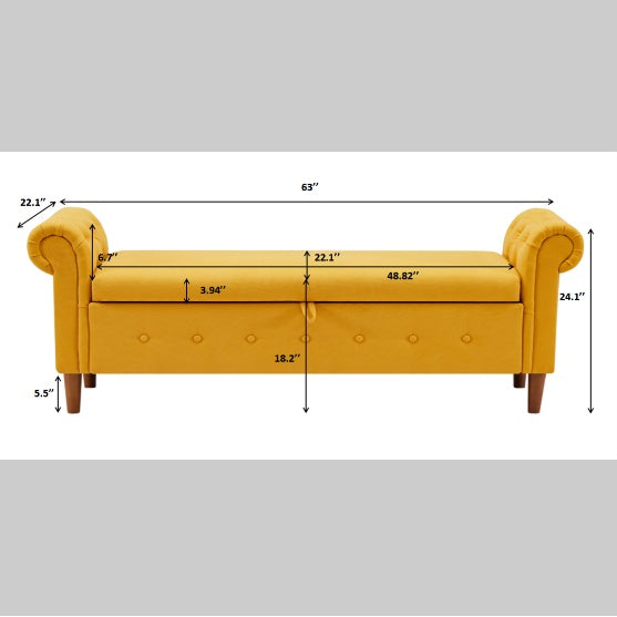 Yellow Multifunctional Storage Sofa Stool