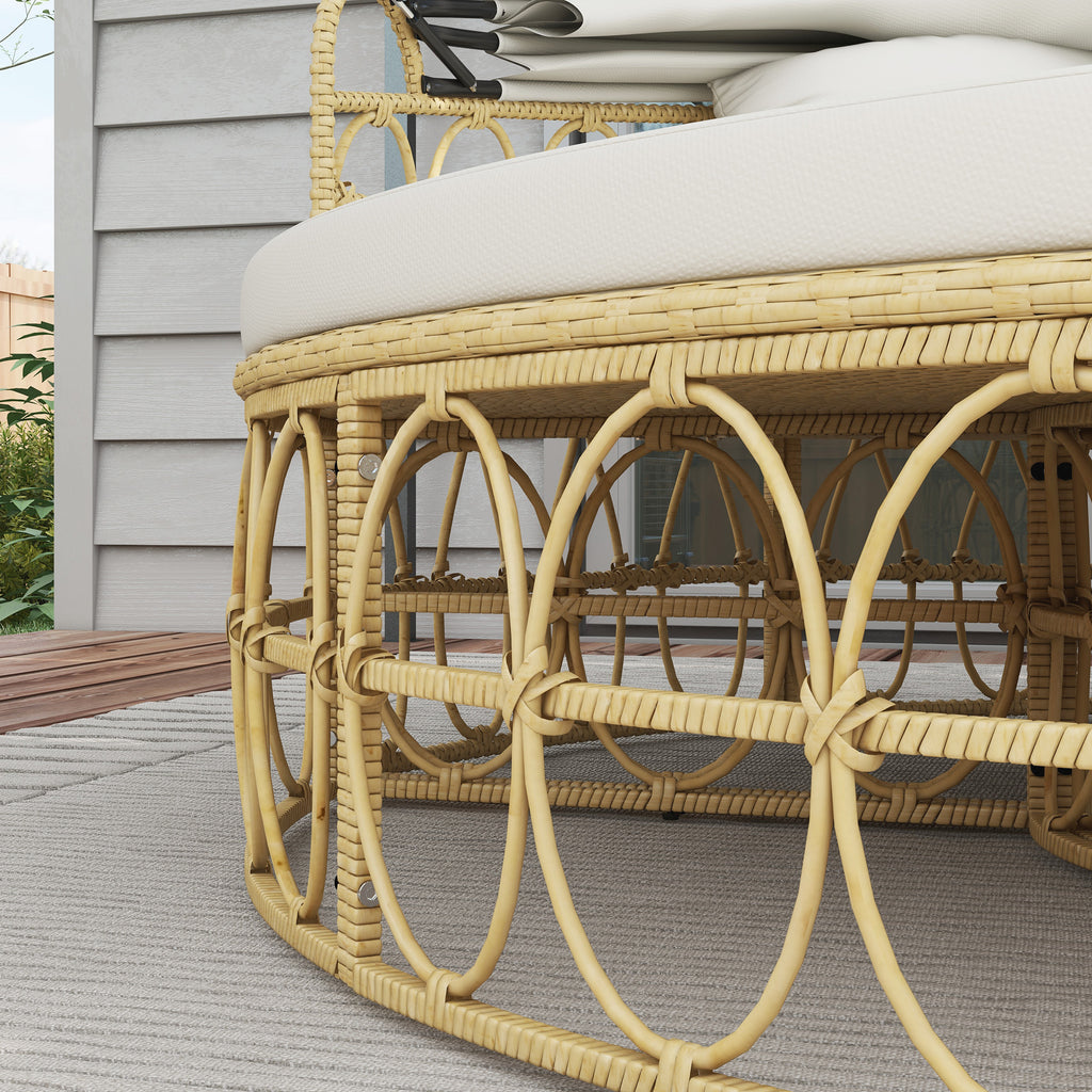Round Outdoor Daybed with Retractable Canopy