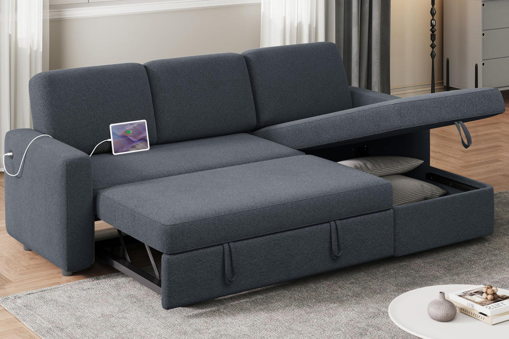 Fabric L‑Shaped Sofa Bed