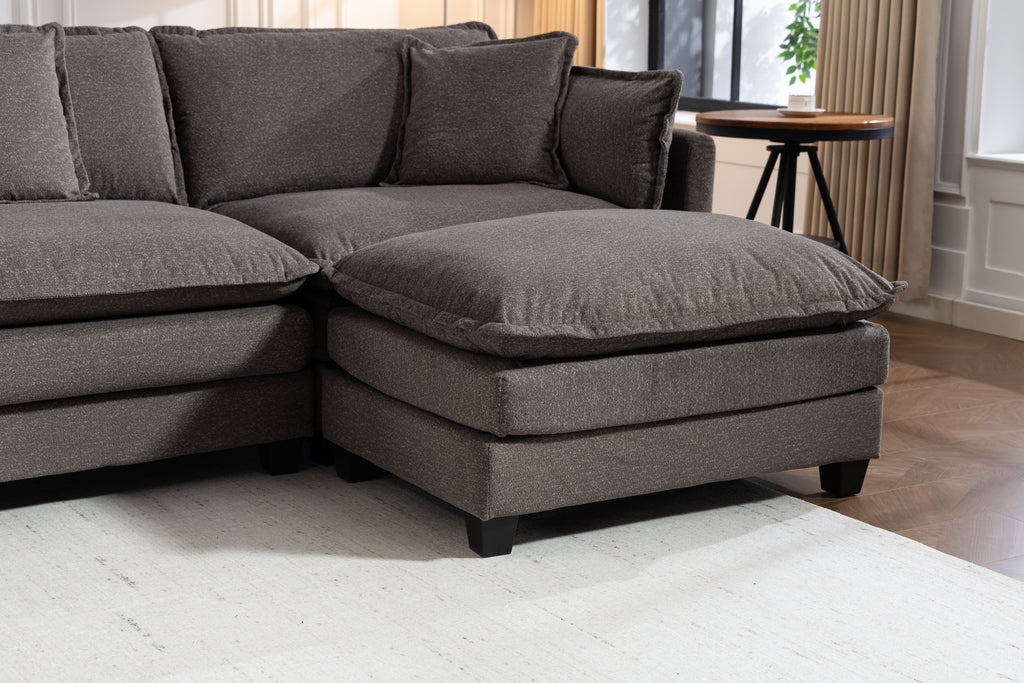 Modern Four‑Seat Sectional with Ottomans