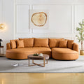 Curved Eco‑Leather Sectional Sofa, Orange