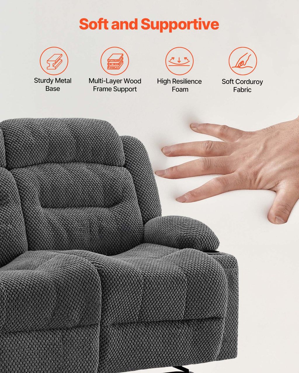 Loveseat Recliner Sofa with Heating and Massage