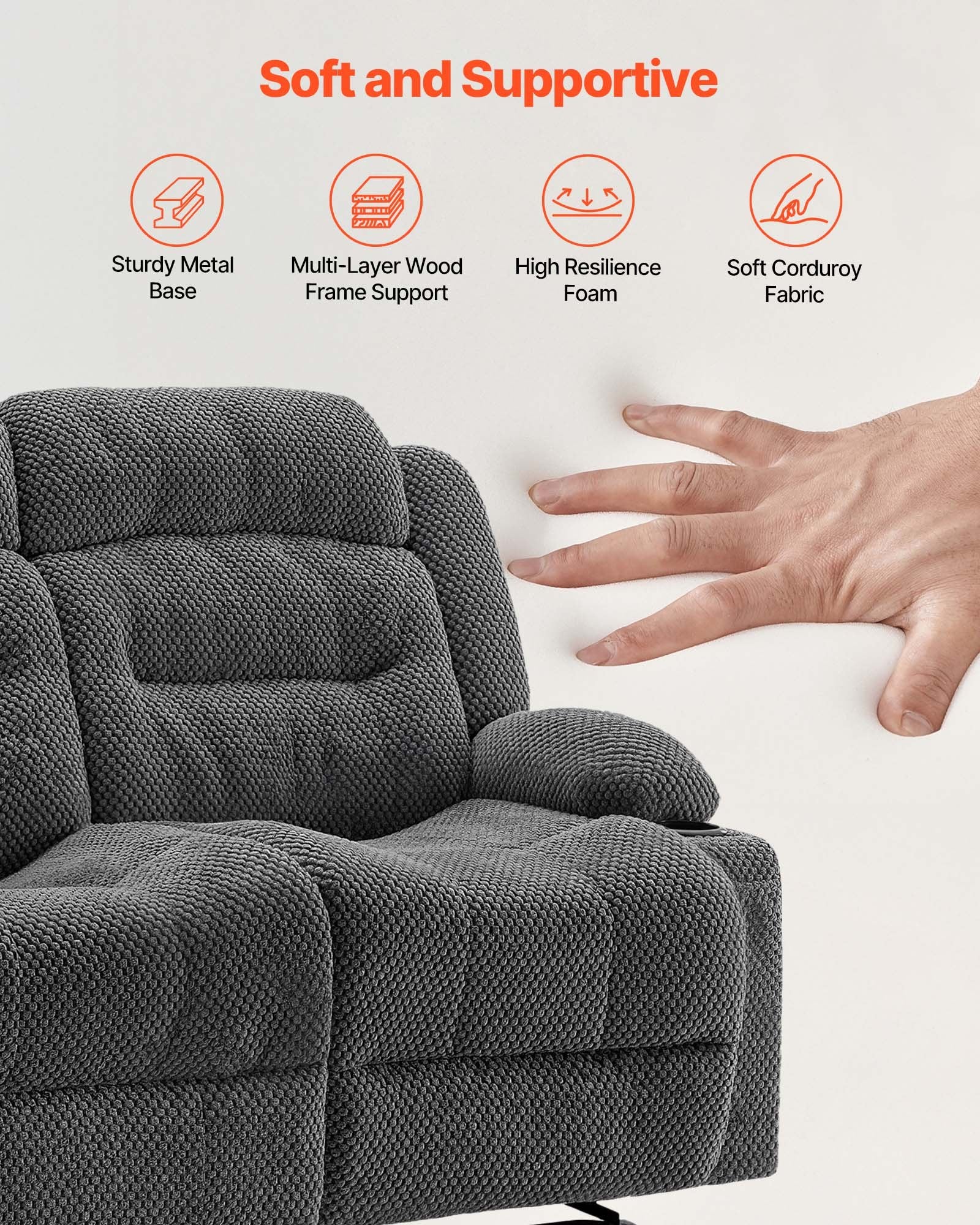 Loveseat Recliner Sofa with Heating and Massage
