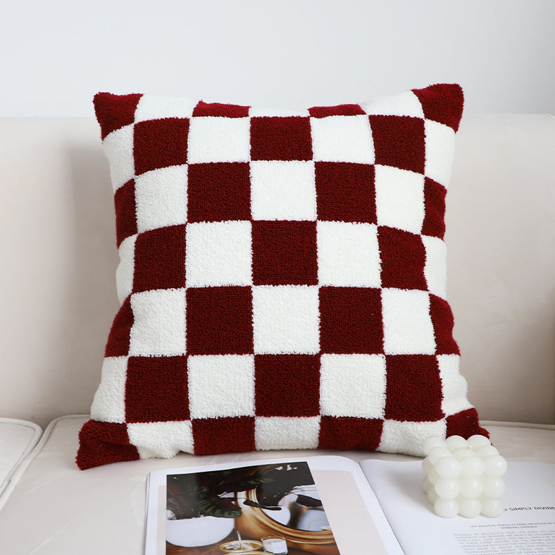 Black and White Checkerboard Pillow for Sofa