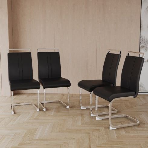 2 Set-Sleek PU Leather Side Chairs