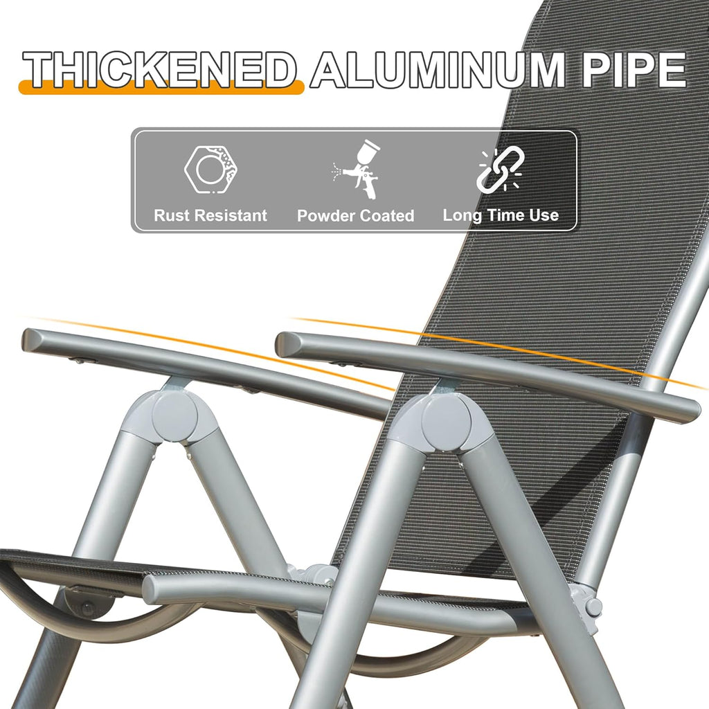 Adjustable High Back Lawn Chairs (Set of 2)