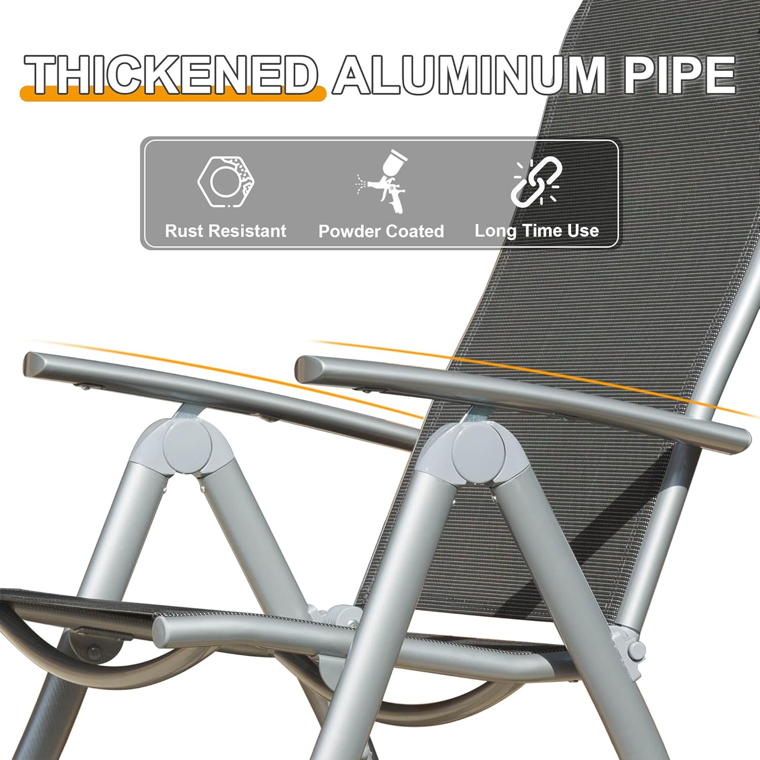 Adjustable High Back Lawn Chairs (Set of 2)