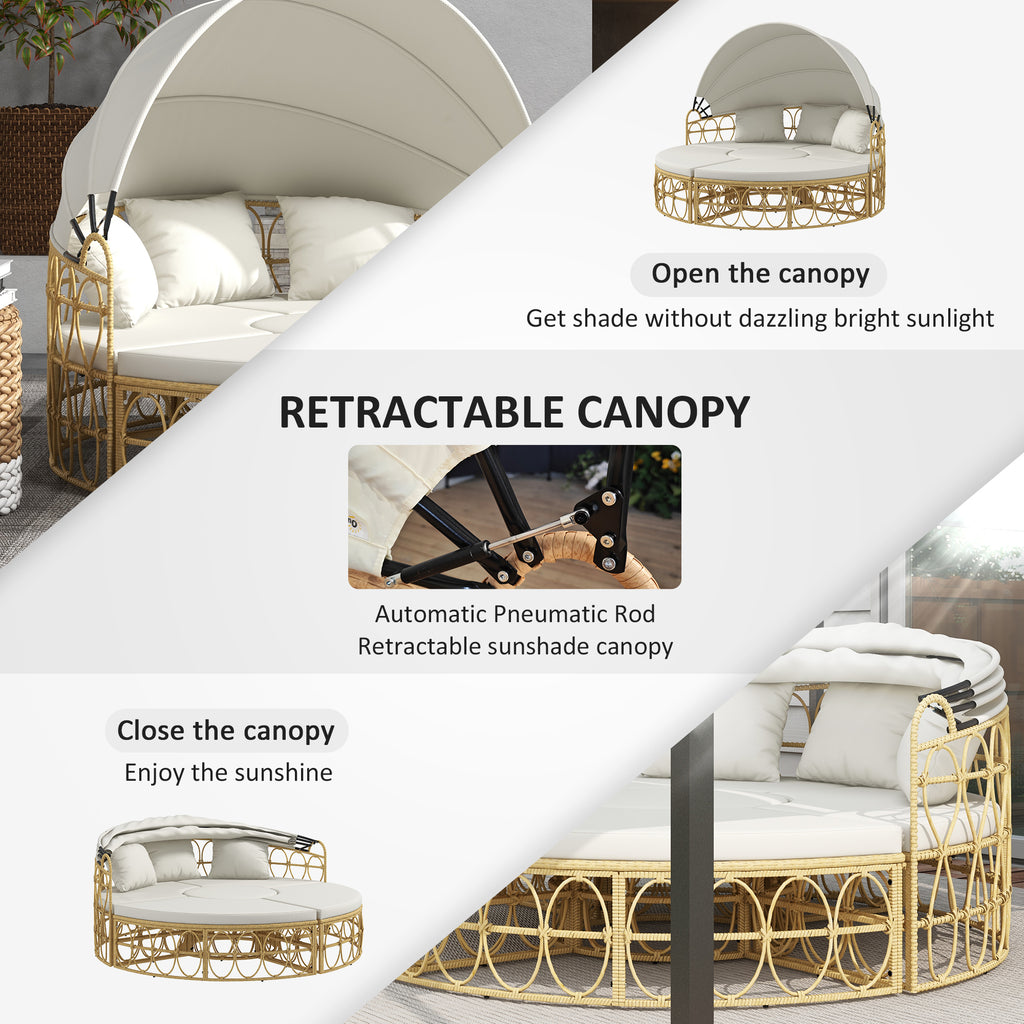 Round Outdoor Daybed with Retractable Canopy
