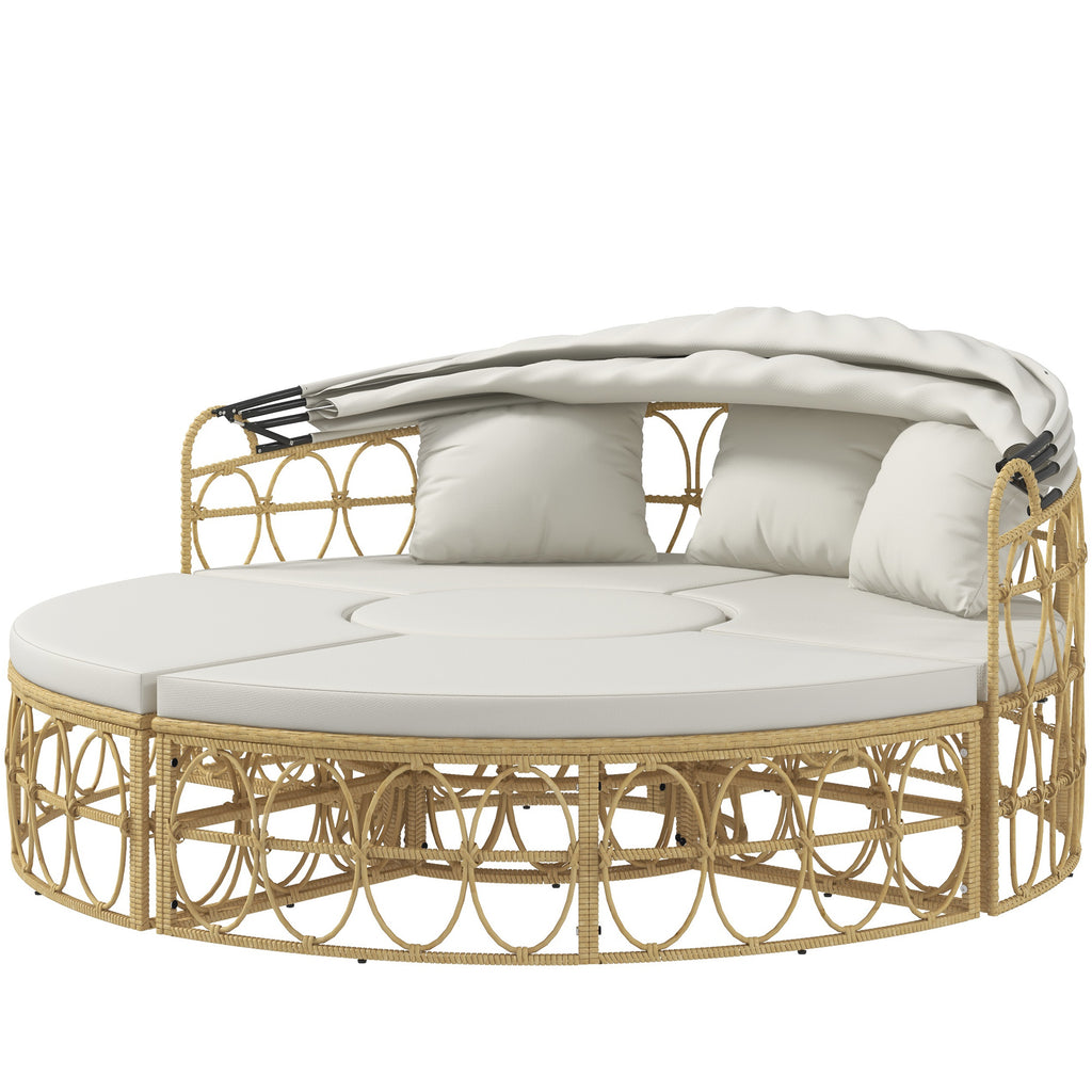 Round Outdoor Daybed with Retractable Canopy