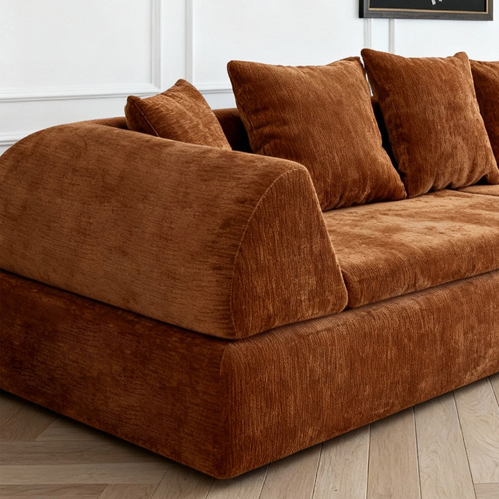 Deep Seat Cloud Sofa Modular Sectional with Ottoman Orange