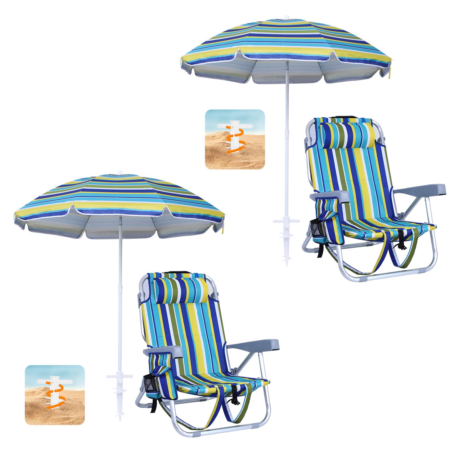 Folding Chair and Umbrella Backpack (Set of 2)