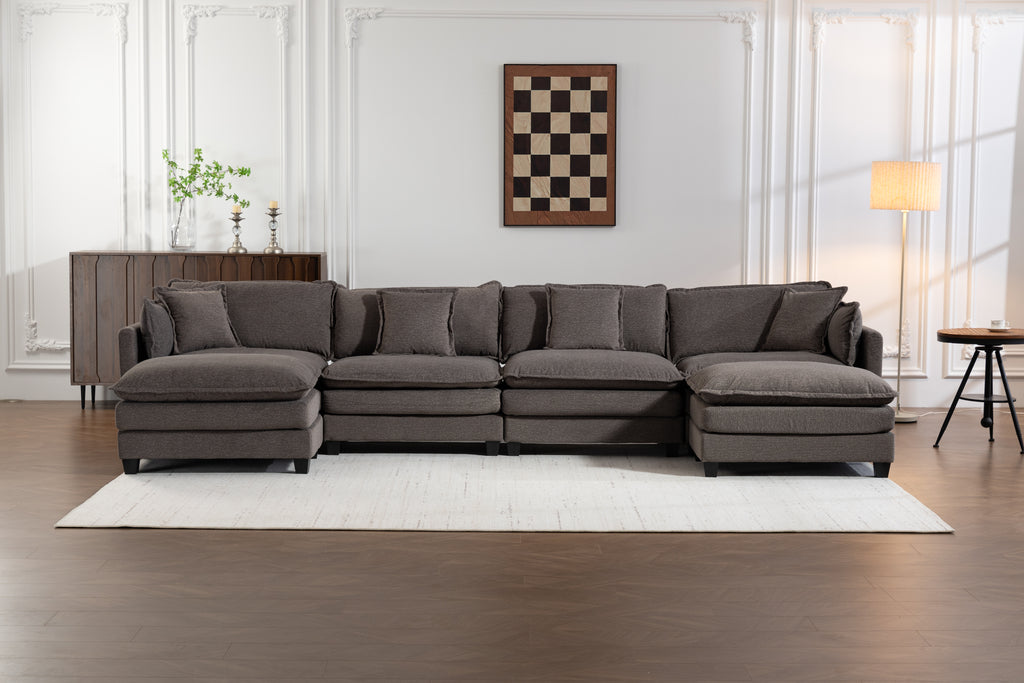 Modern Four‑Seat Sectional with Ottomans