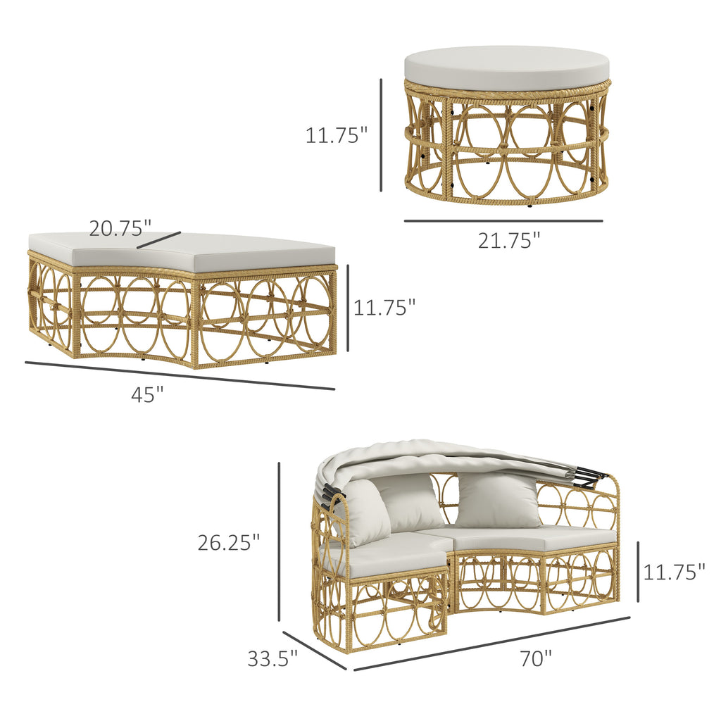 Round Outdoor Daybed with Retractable Canopy