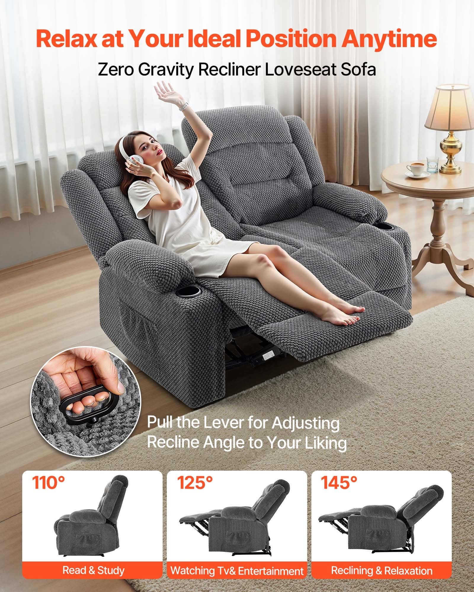 Loveseat Recliner Sofa with Heating and Massage