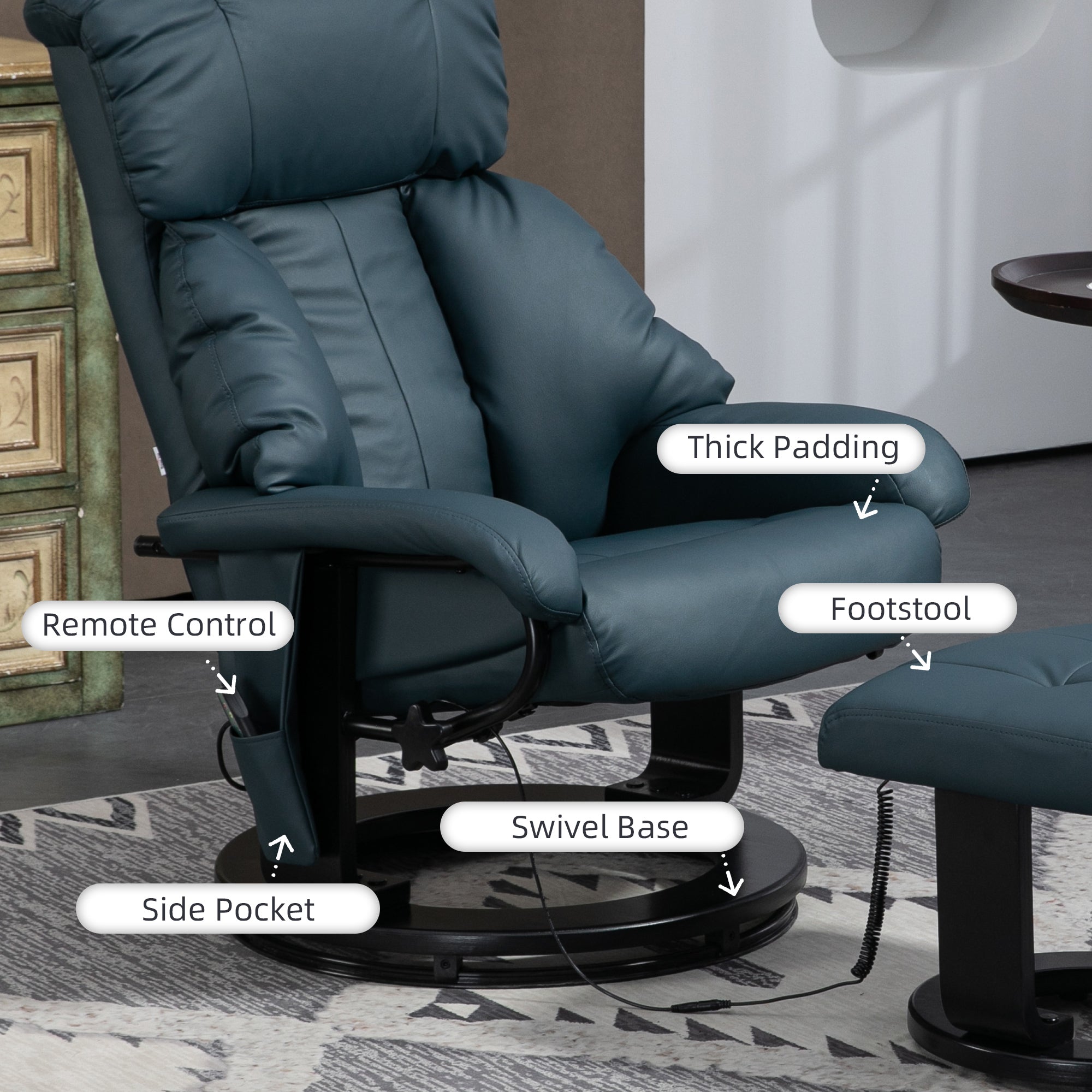 Swivel Recliner with Footstool