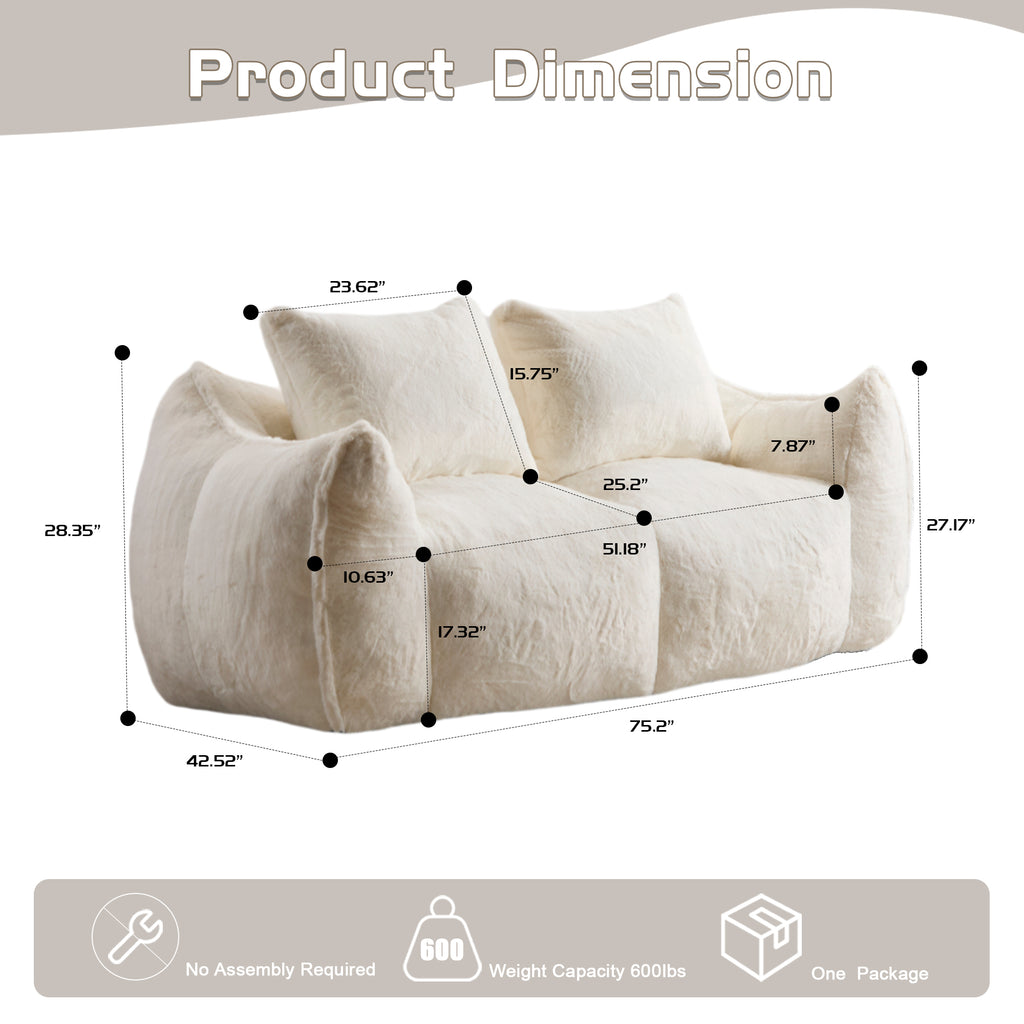 Soft Fluffy Loveseat Sofa