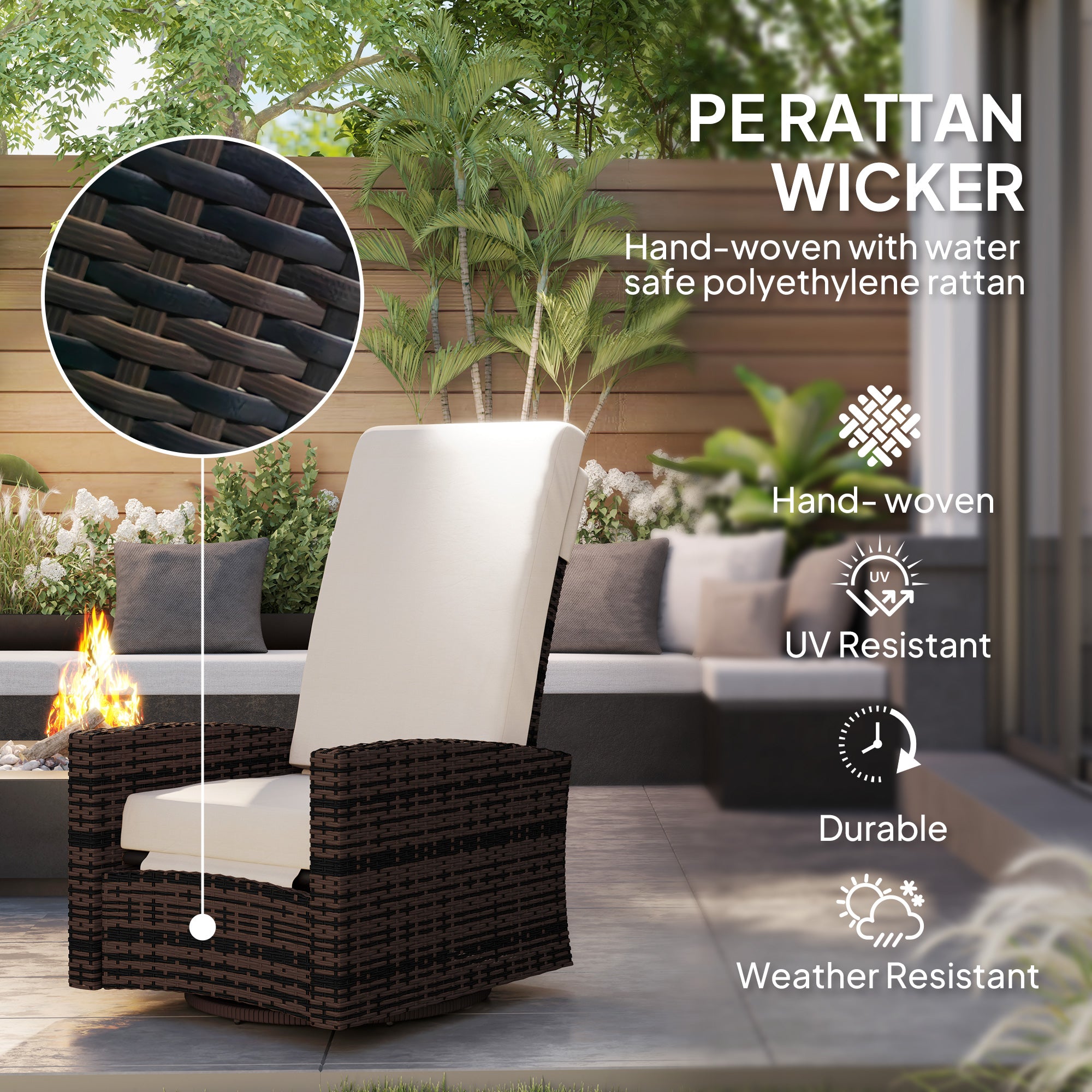 Water‑Resistant Wicker Recliner