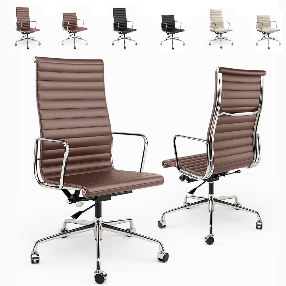 Ribbed Brown Executive Desk Chair