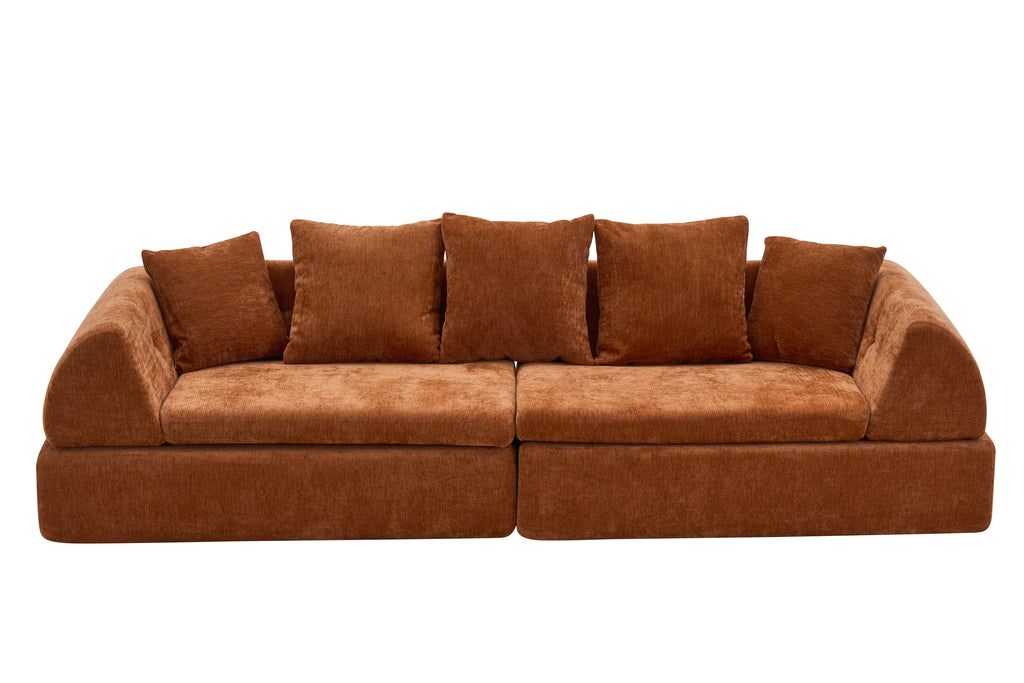 Deep Seat Cloud Sofa Modular Sectional with Ottoman Orange