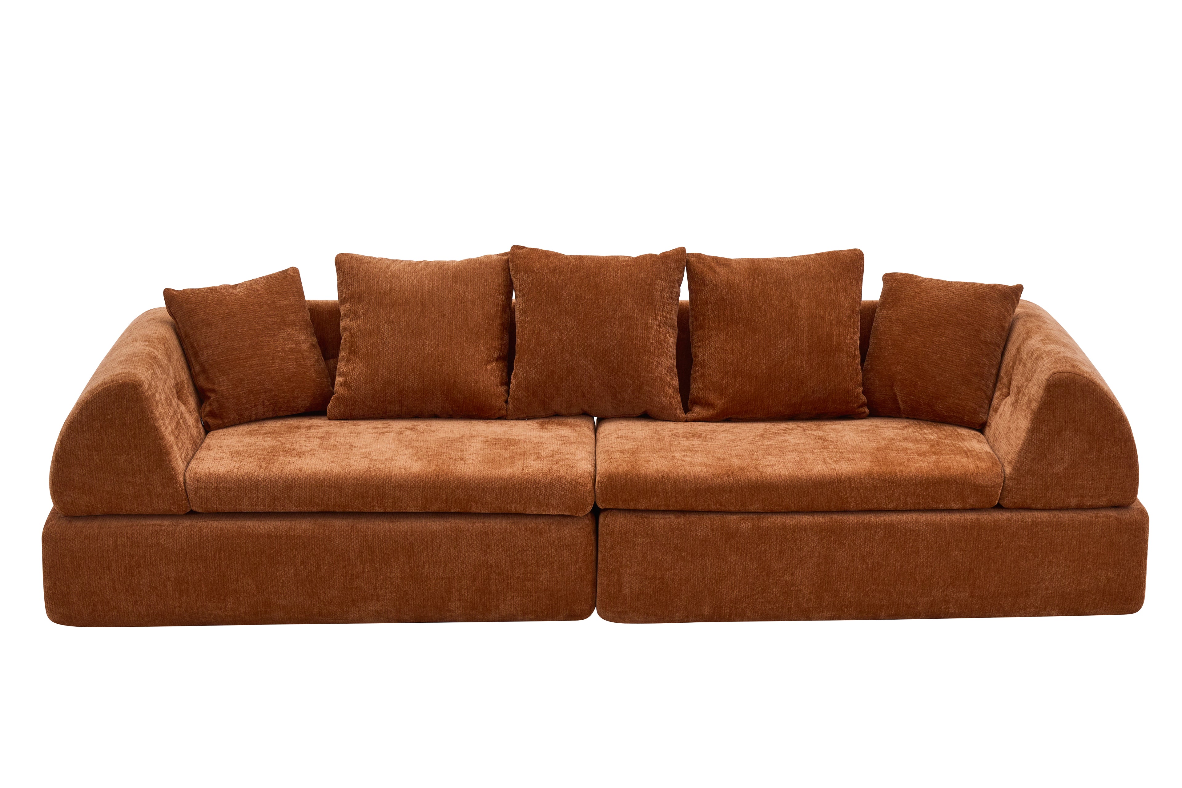 Deep Seat Cloud Sofa Modular Sectional with Ottoman Orange
