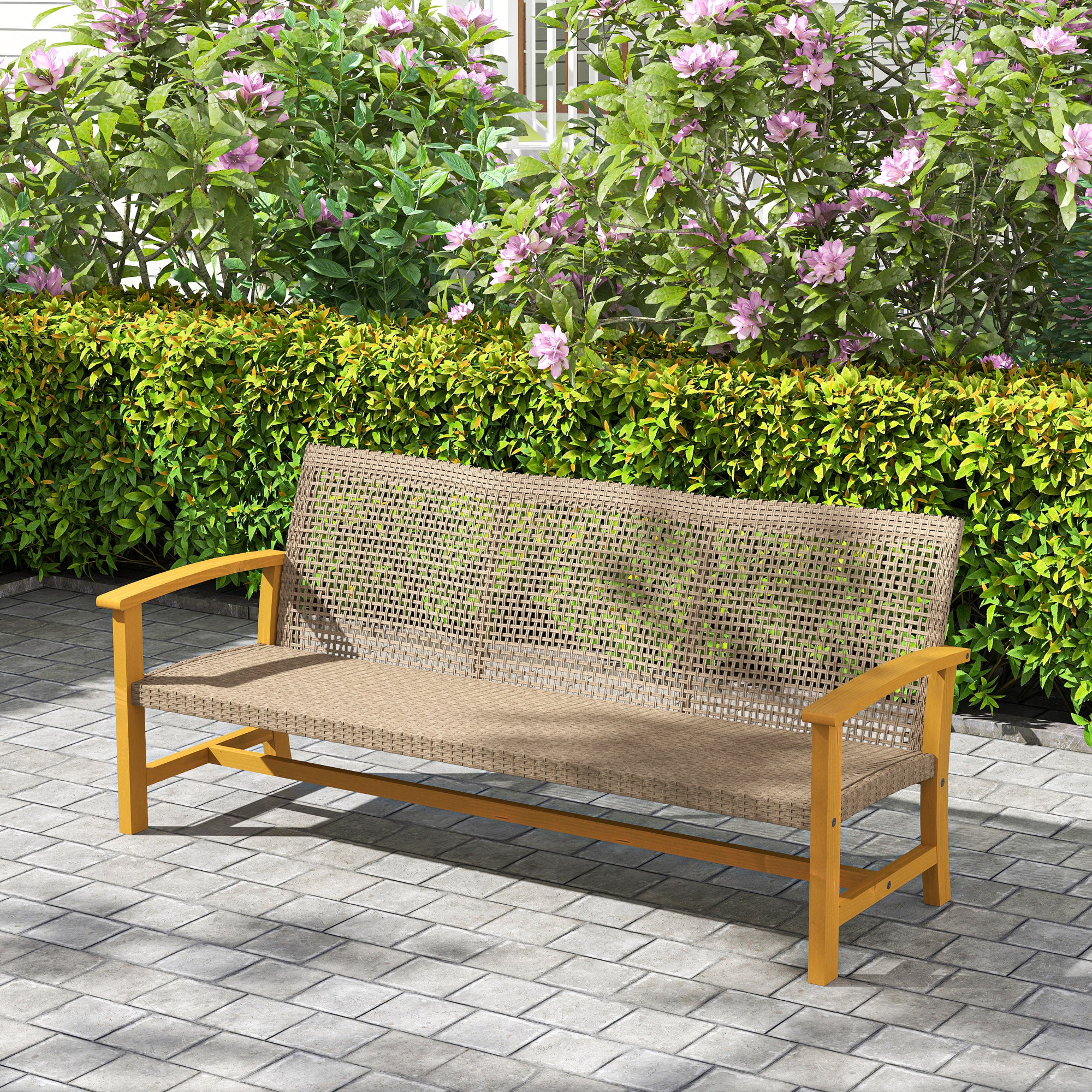 3-Seat Wicker Outdoor Couch Patio Sofa