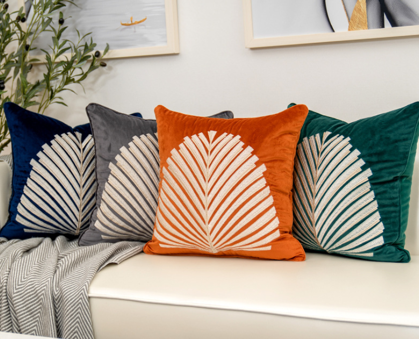 Modern Light Luxury Sofa Pillow with Embroidered Design