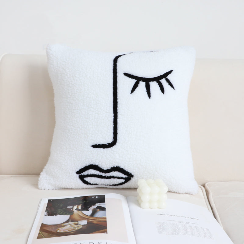 Black and White Checkerboard Pillow for Sofa