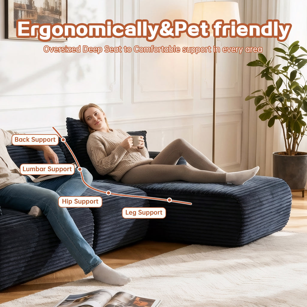 Woven‑Texture Modular Sectional, Boneless