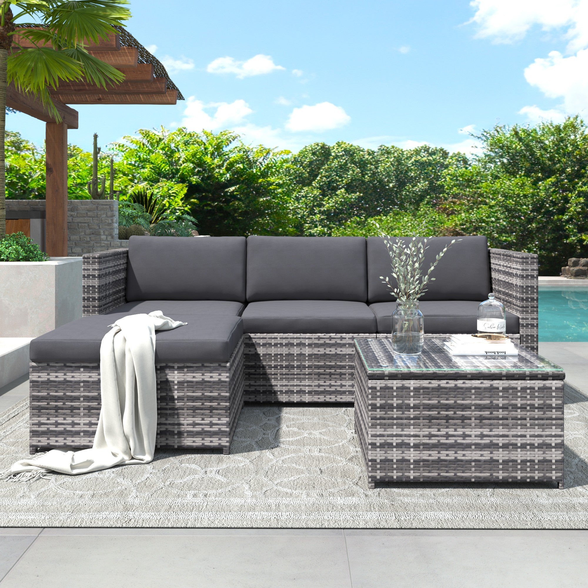 Garden Rattan Corner Lounge Set