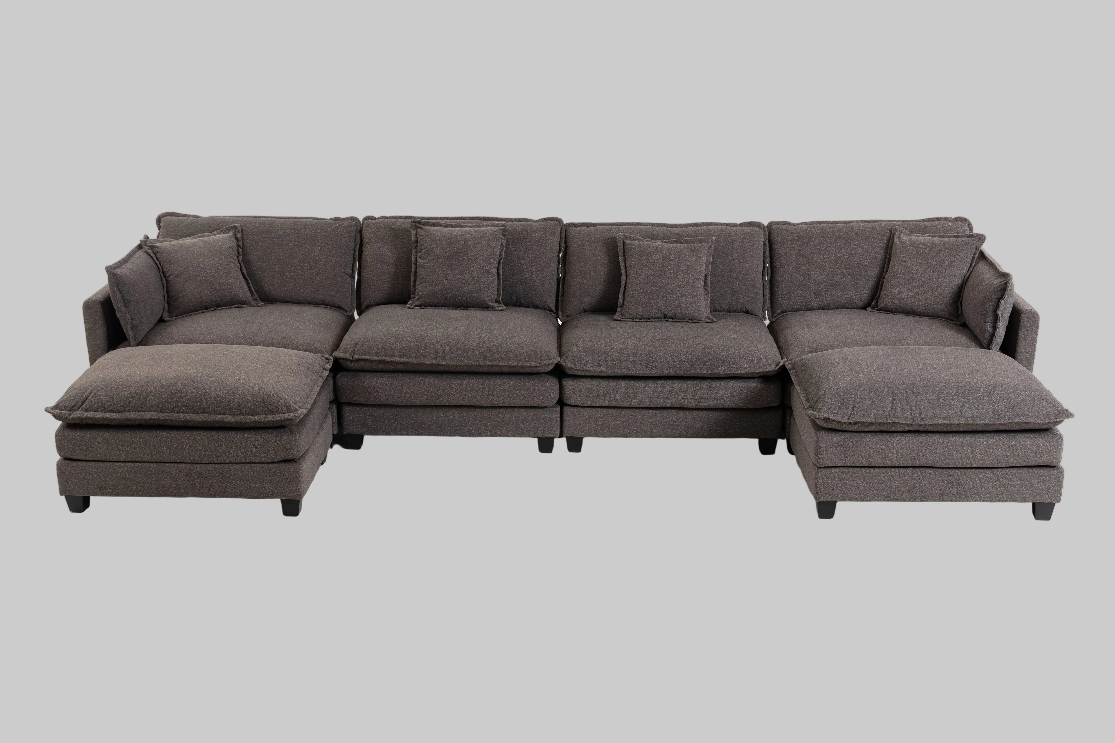 Modern Four‑Seat Sectional with Ottomans