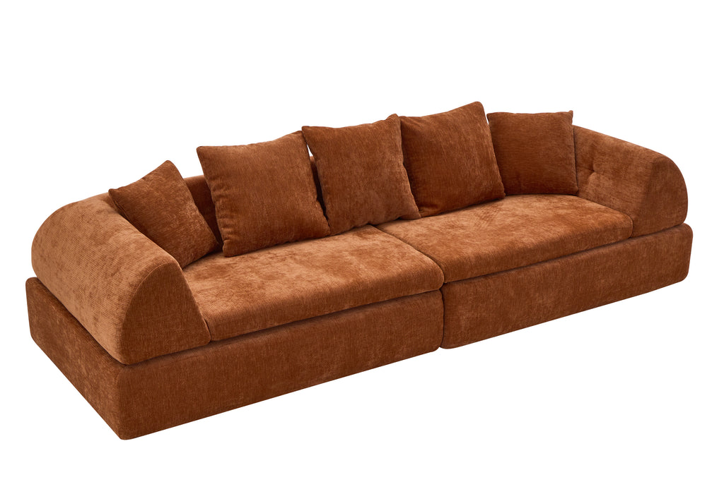 Deep Seat Cloud Sofa Modular Sectional with Ottoman Orange