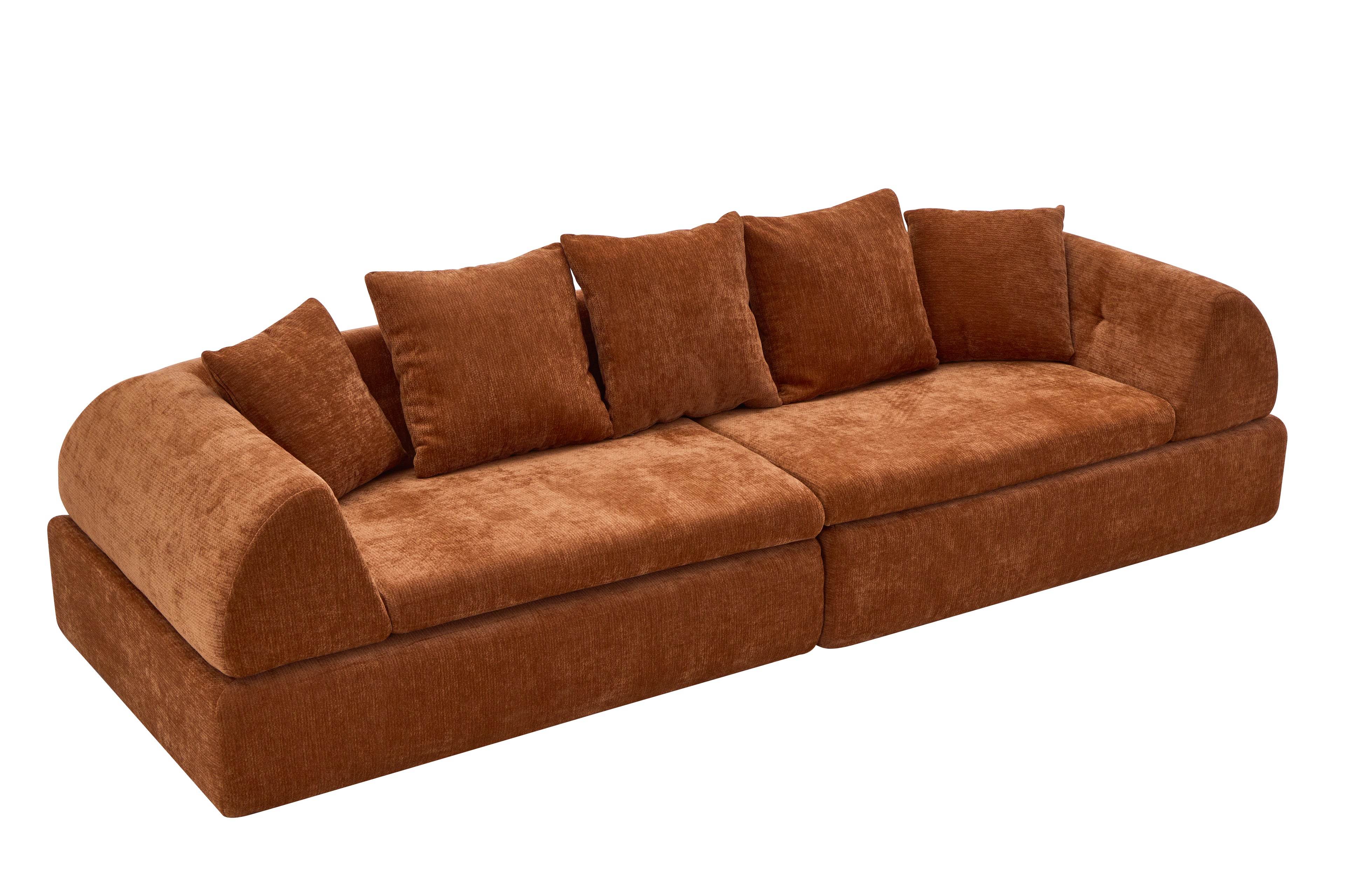 Deep Seat Cloud Sofa Modular Sectional with Ottoman Orange