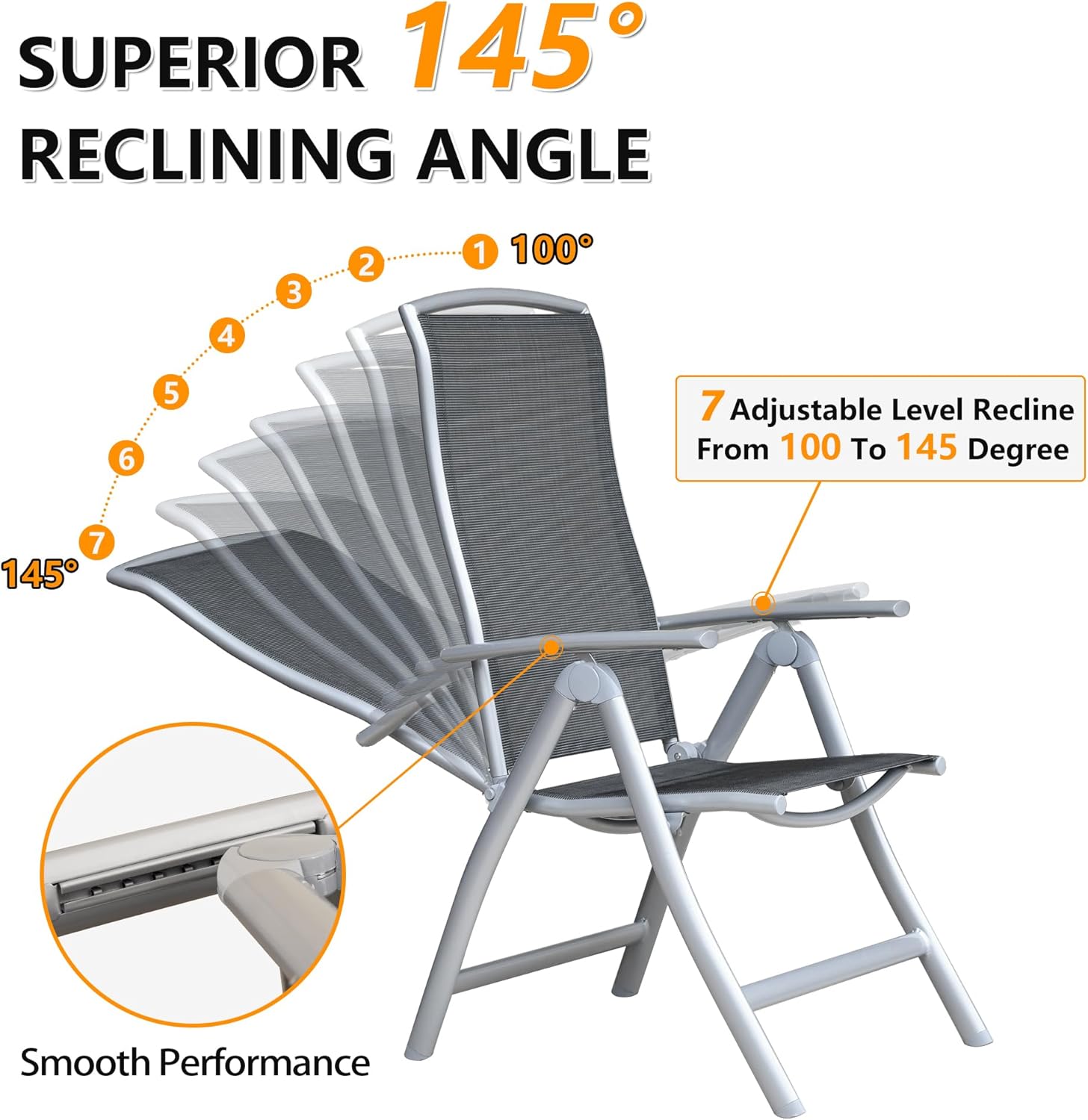 Adjustable High Back Lawn Chairs (Set of 2)