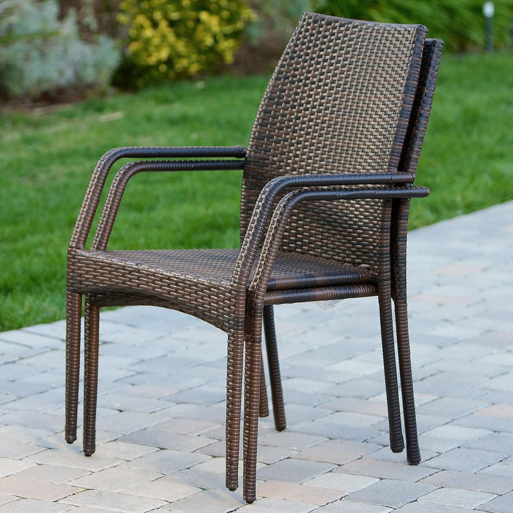 Resin wicker outdoor seating set for deck, balcony, or poolside relaxation