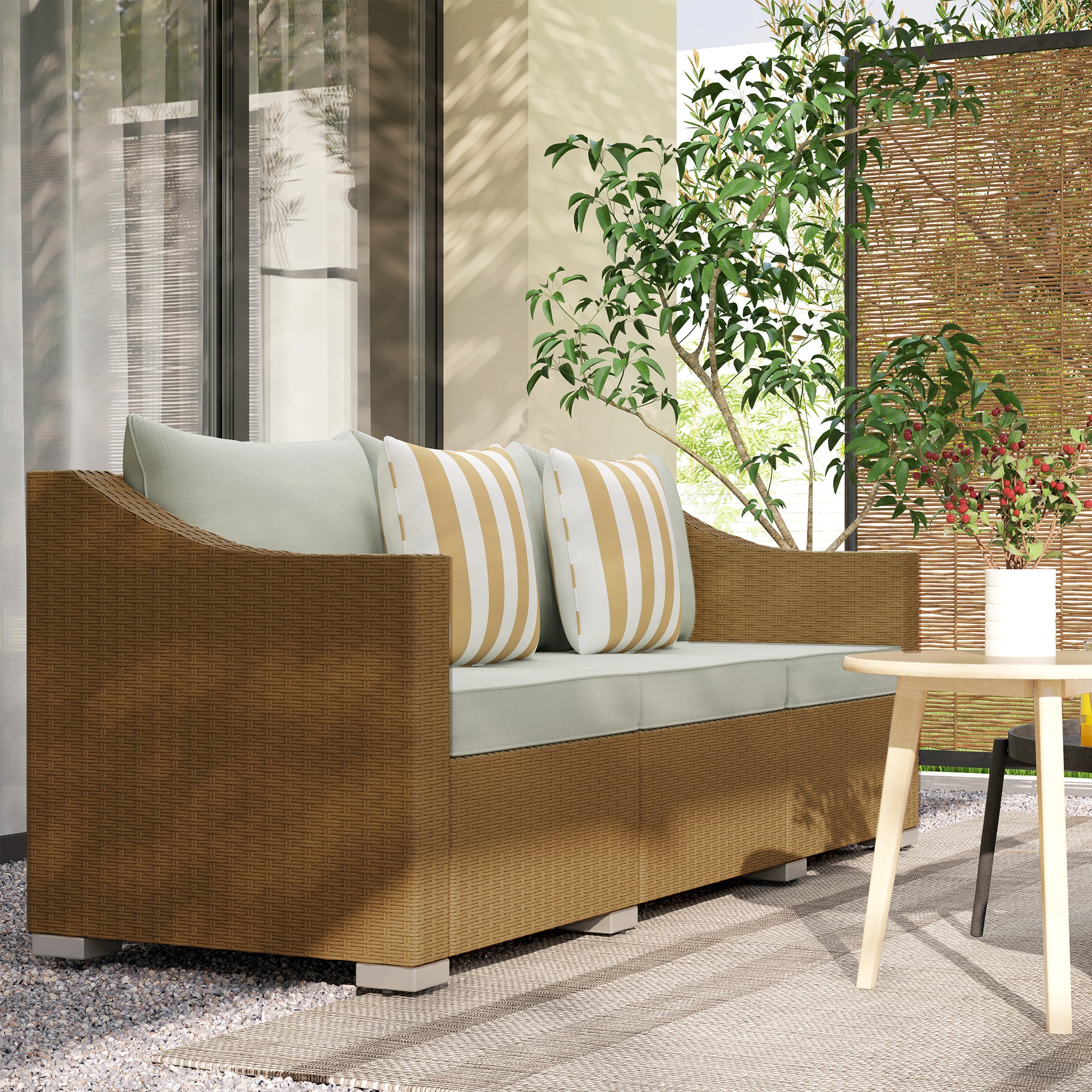 Rattan Wicker 3 Seater Patio Couch