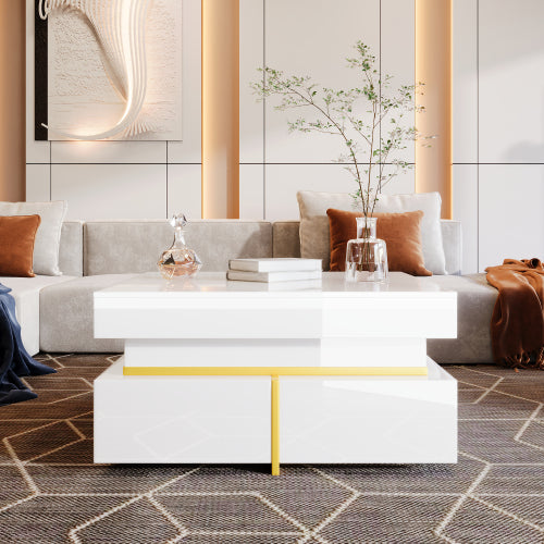 High‑Gloss Gold Accent Side Table