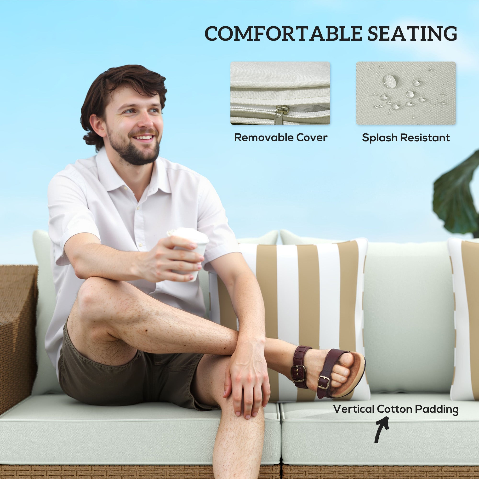 Rattan Wicker 3 Seater Patio Couch