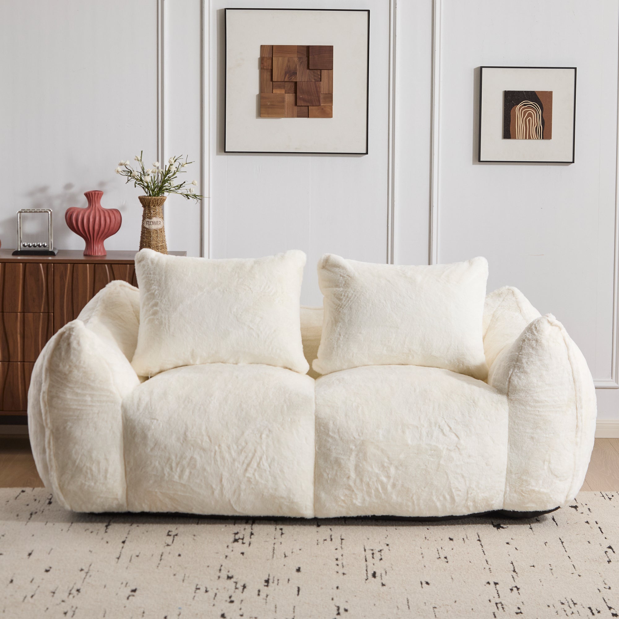 Soft Fluffy Loveseat Sofa