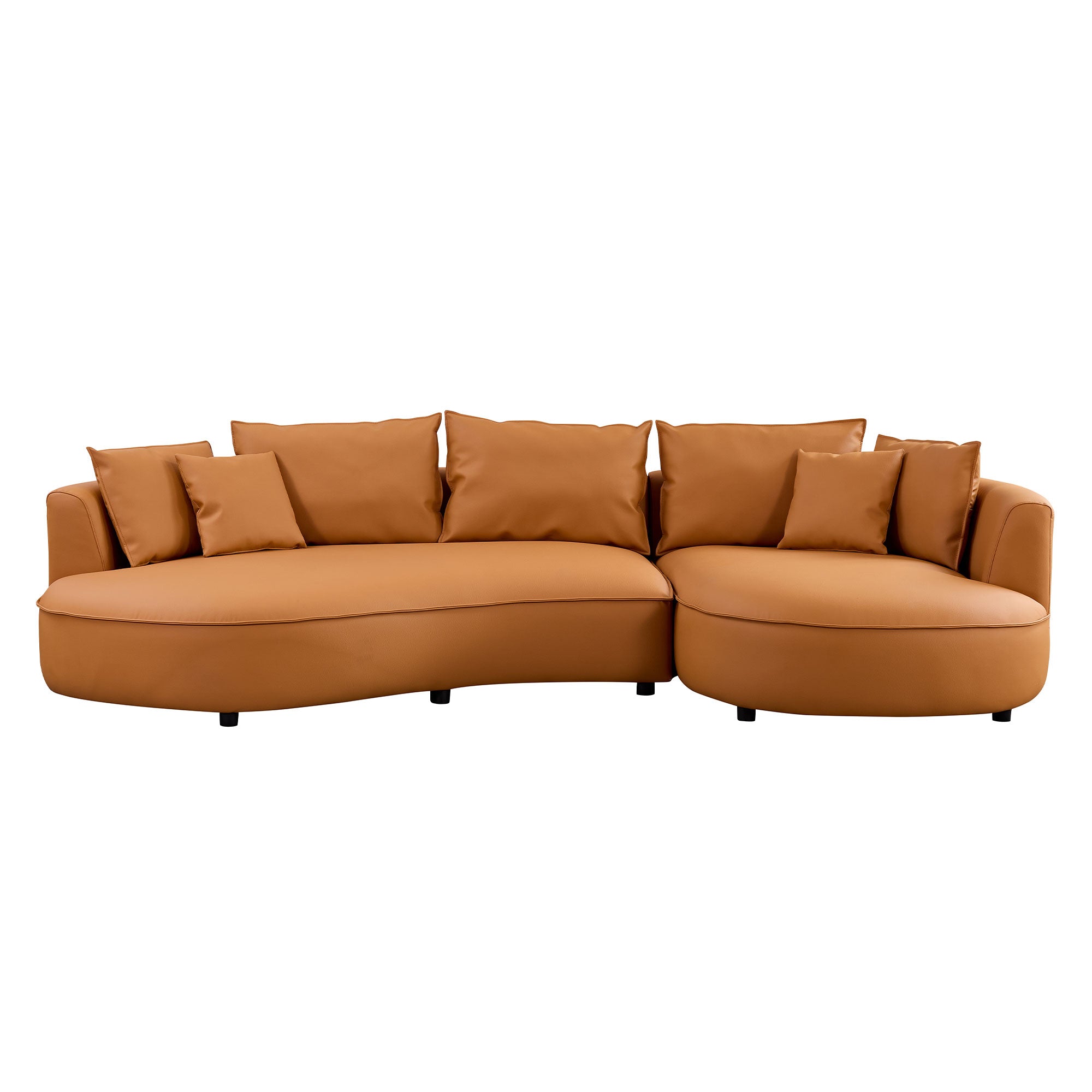 Curved Eco‑Leather Sectional Sofa, Orange