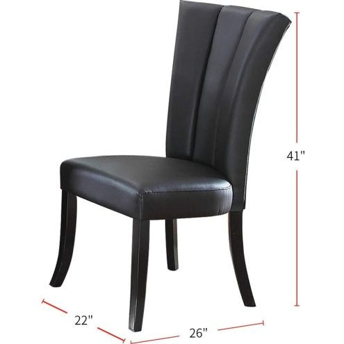 Black Faux Leather Chair Upholstered Lines (Set Of 2pc)