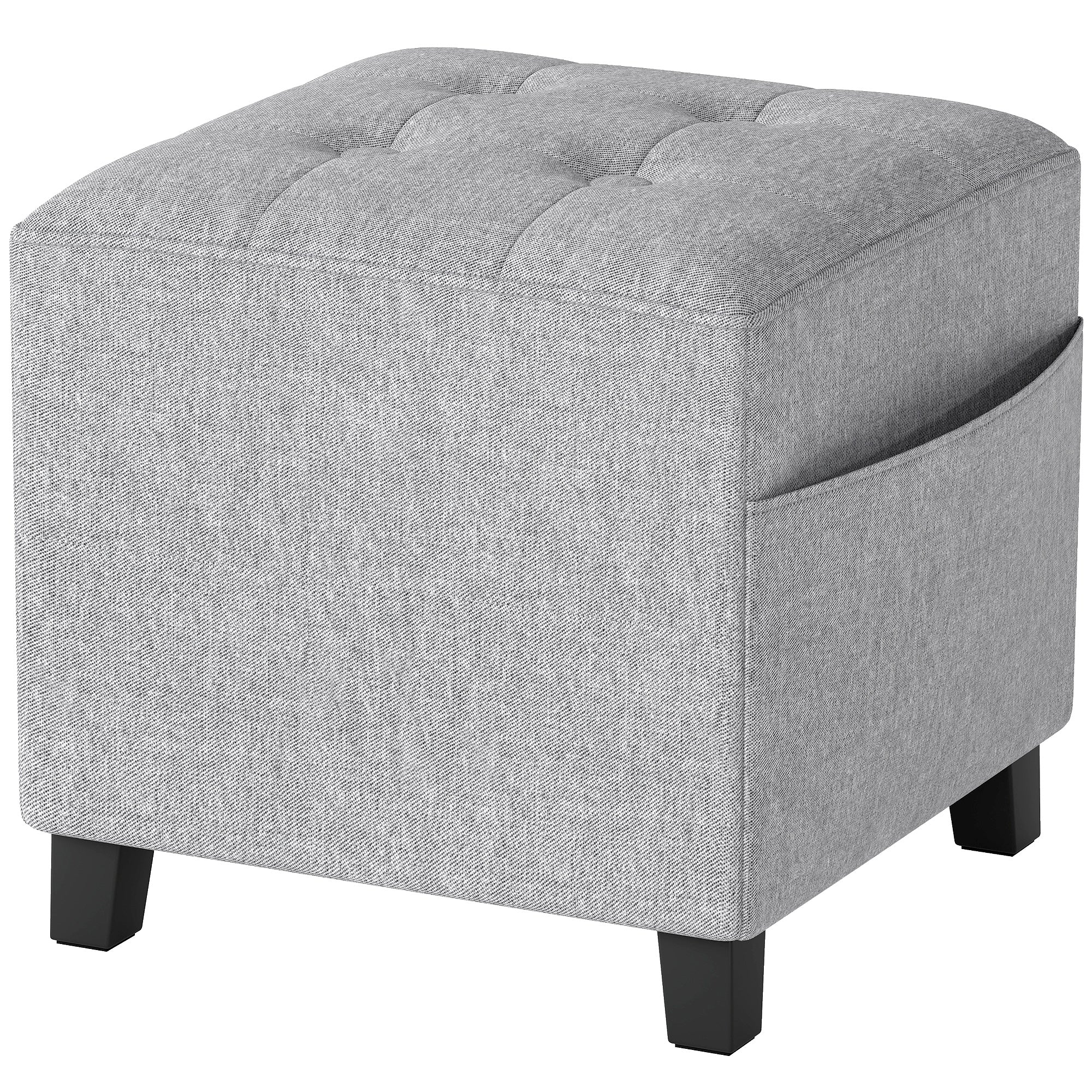 Linen Square Footstool Ottoman