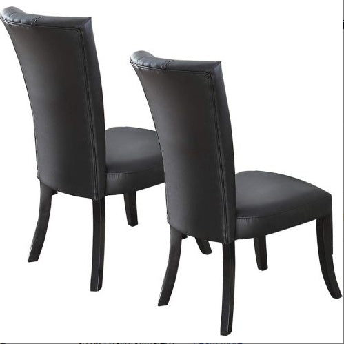 Black Faux Leather Chair Upholstered Lines (Set Of 2pc)