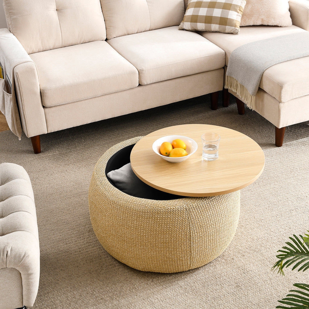 25-inch compact upholstered ottoman with hidden storage and removable top