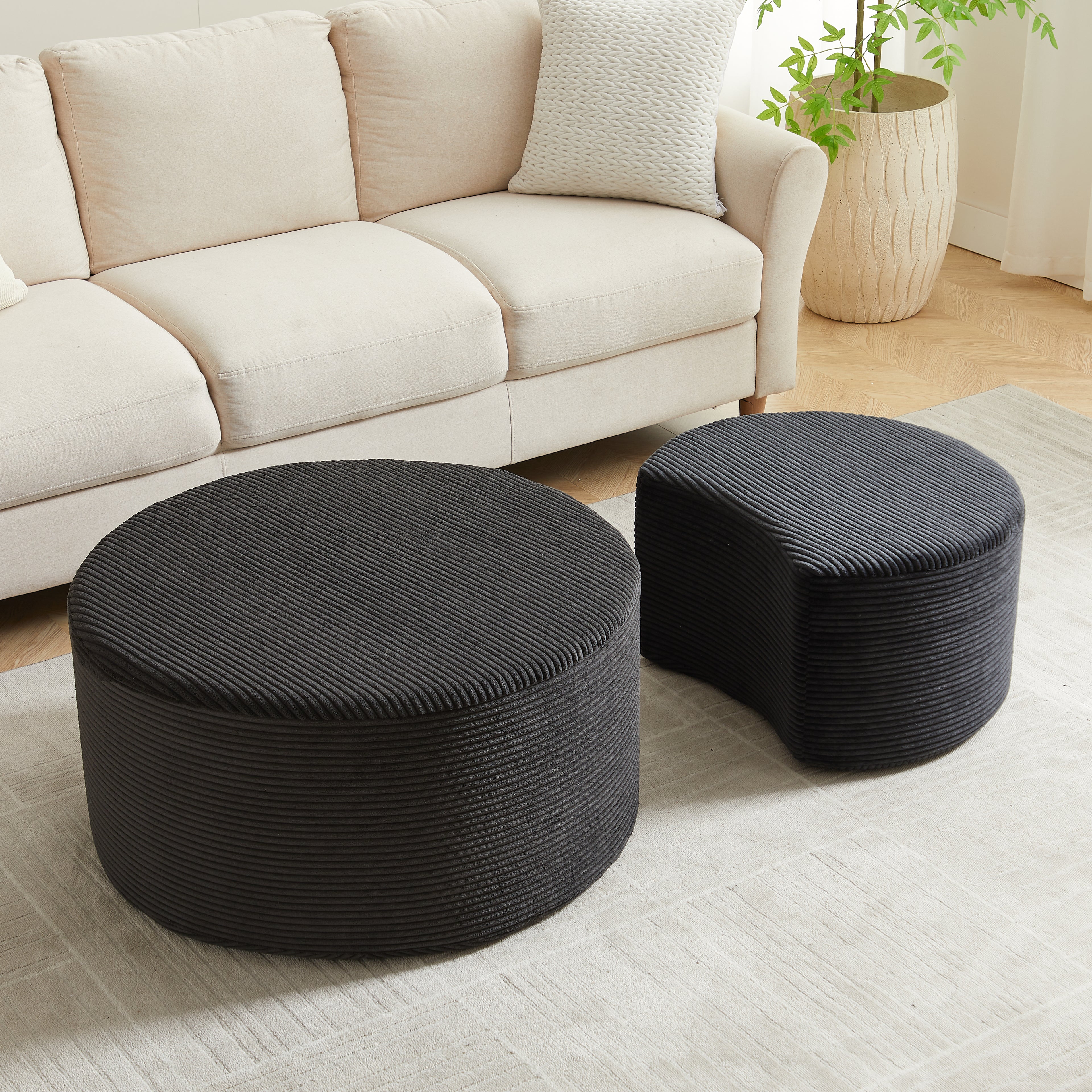 Nesting Ottoman Coffee Table Set (2-Piece)