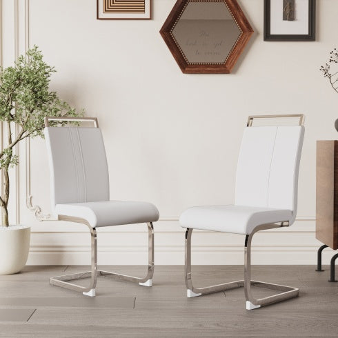 2 Set-Sleek PU Leather Side Chairs