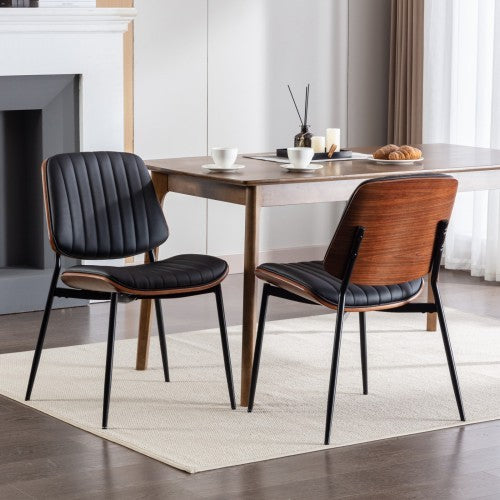 Retro Faux Leather Dining Chairs (Set Of 2)